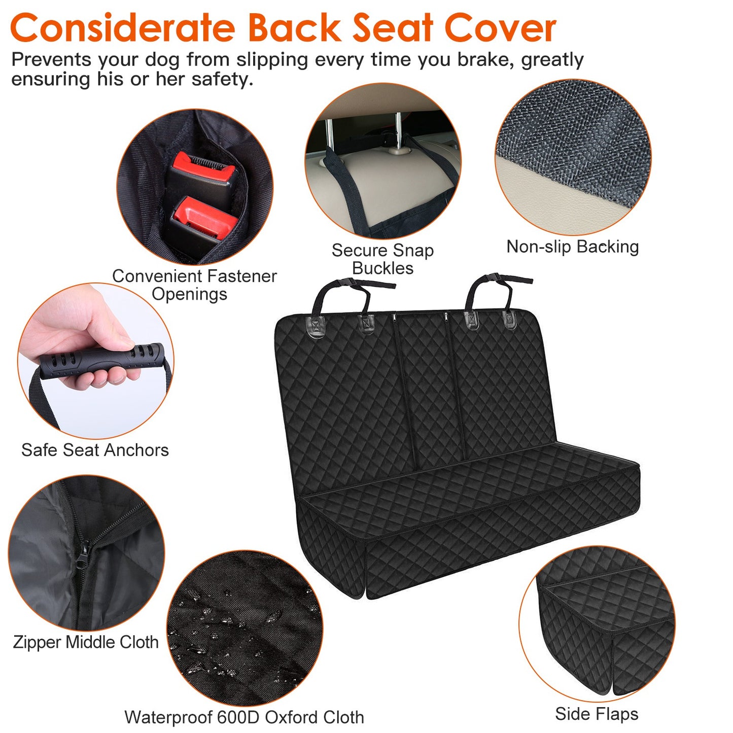 Non-slip dog car seat cover protecting truck and SUV seats