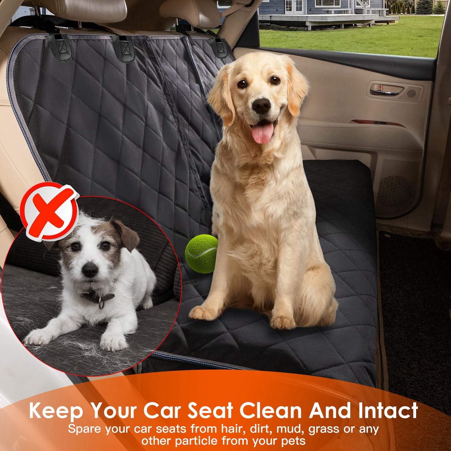 FurBuddy dog car seat cover installed in vehicle back seat